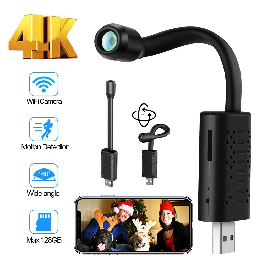 Портативная мини камера видеонаблюдения 4K Wi Fi P2P IP/AP с дистанционным управлением