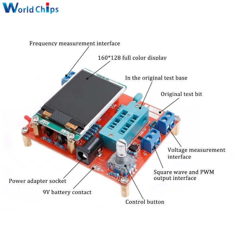 Mega328 GM328B GM328 Транзистор тестер Диод ESR Напряжение Частота LCR метр ШИМ меандр генератор сигналов Русская версия собран - Цвет: Mega328