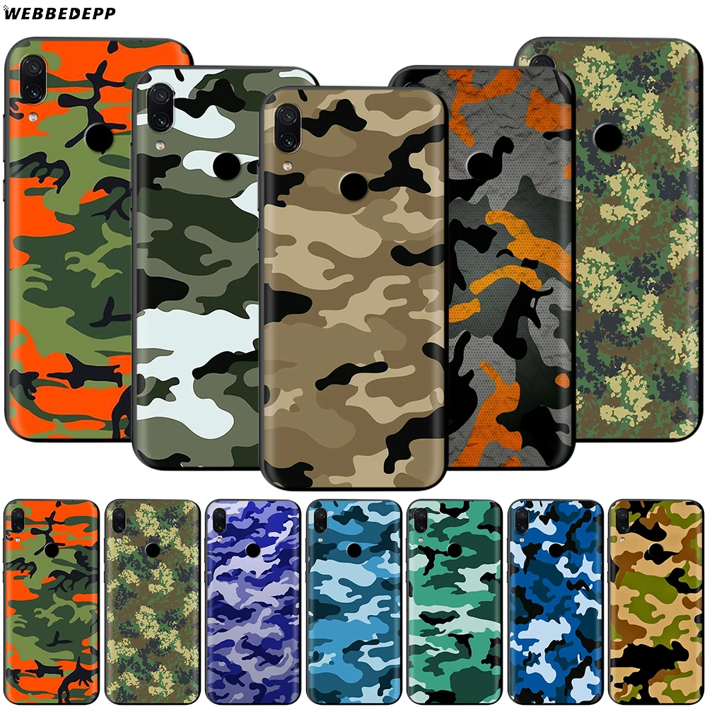 

Webbedepp Camouflage Pattern Case for Xiaomi Redmi Note 8 MI 3 6 8 9 A1 A2 A3 5X 6X 9T CC9 Lite SE Pro Max Pocophone F1