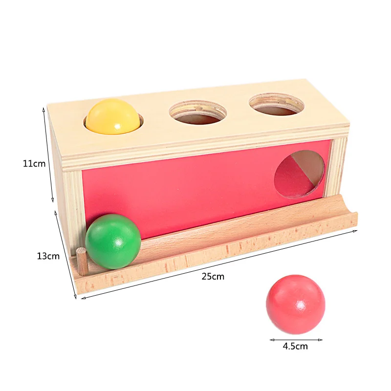 Baby Wood Montessori Materials Knocking Ball Box Toys for Children Imbucare Box Montessori Materials Teaching Aids Infants Gift
