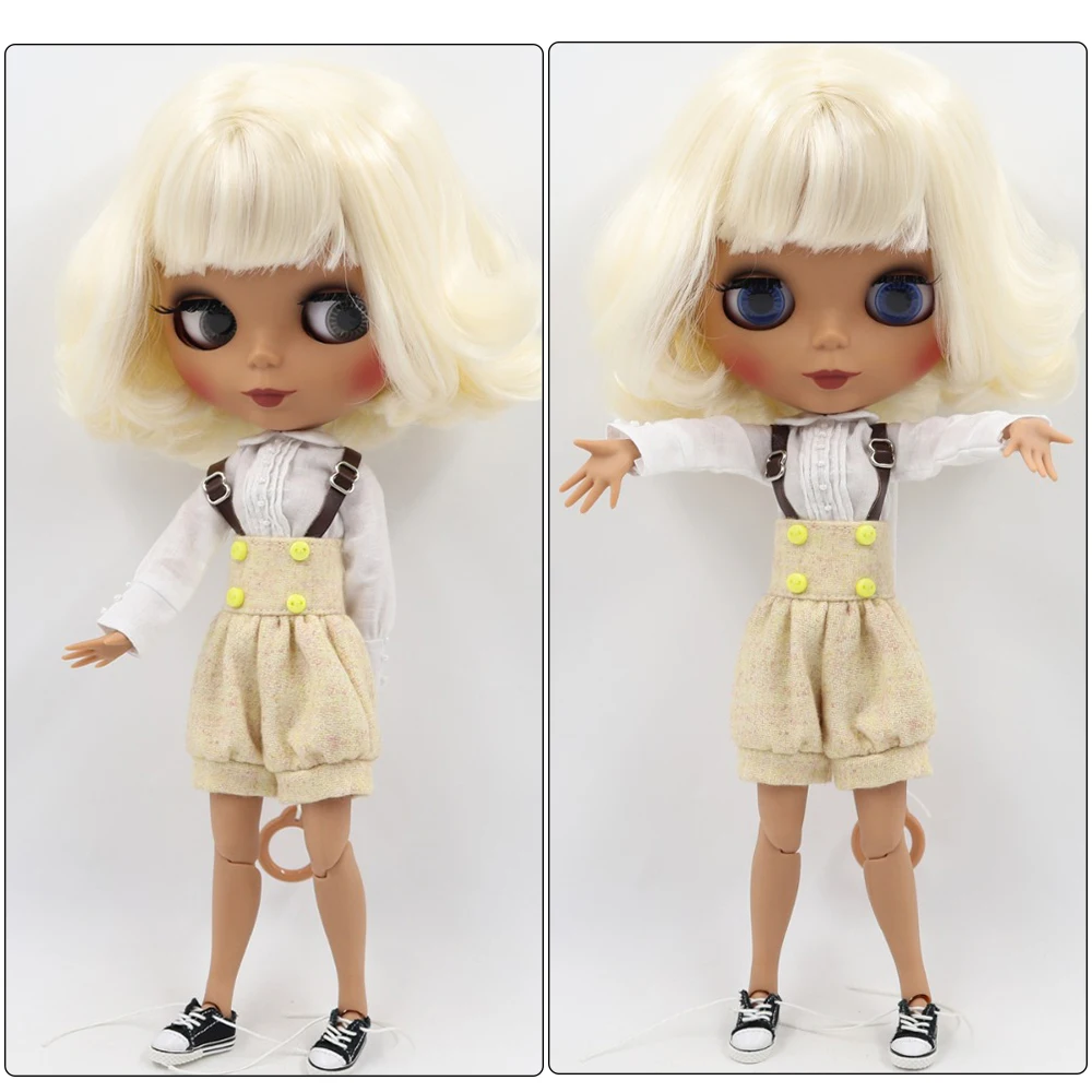 Neo Blythe Doll with Blonde Hair, Dark Skin, Matte Cute Face & Factory Jointed Body 2