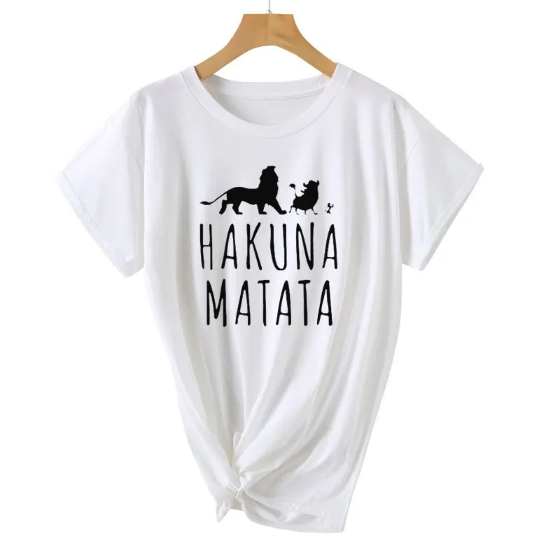 Женская футболка с буквенным принтом Hakuna, летняя женская футболка с коротким рукавом, повседневные хлопковые топы размера плюс