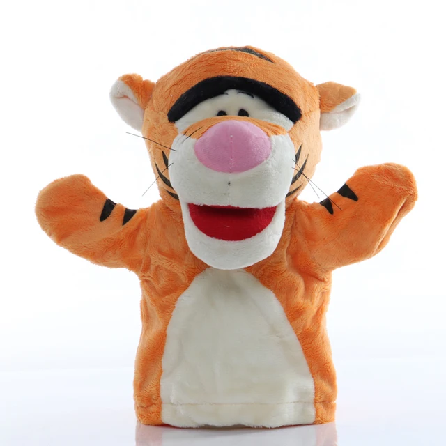 1pcs 25cm Hand Puppet Tiger Animal Plush Toys Baby Educational Hand Puppets Story Pretend Playing Dolls for Kids Children Gifts 1