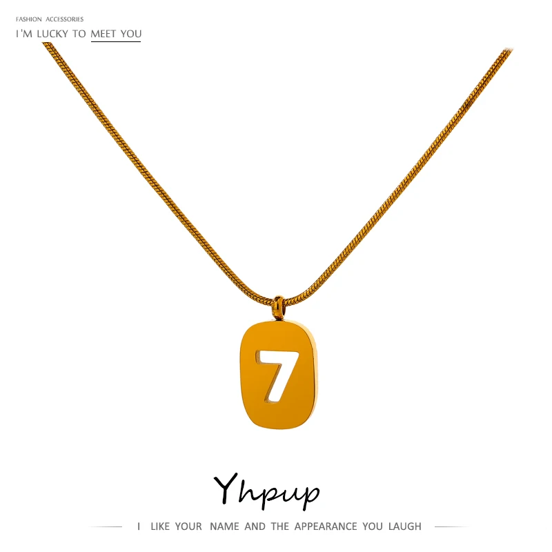 Изящная Маленькая подвеска Yhpup с номером 7 на удачу ожерелье цепочка из