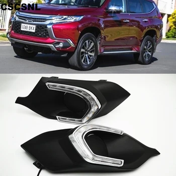 

CSCSNL 2PCS Car LED light Daytime Running Light DRL For Mitsubishi Pajero Sport 2016 2017 2018 2019 fog lamp with turn signal