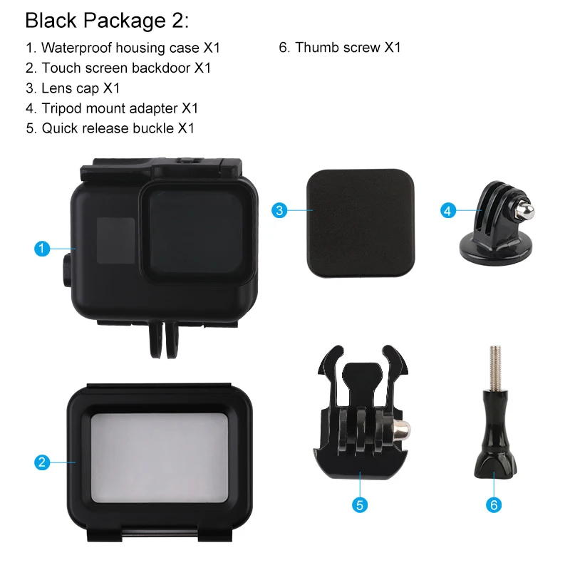 Black Package 2 60 м подводный дайвинг водонепроницаемый корпус чехол+ погружение цветной объектив фильтр комплект для GoPro Hero 5 6 7 Черный Камера go pro Аксессуары - Цвет: Black Package 2