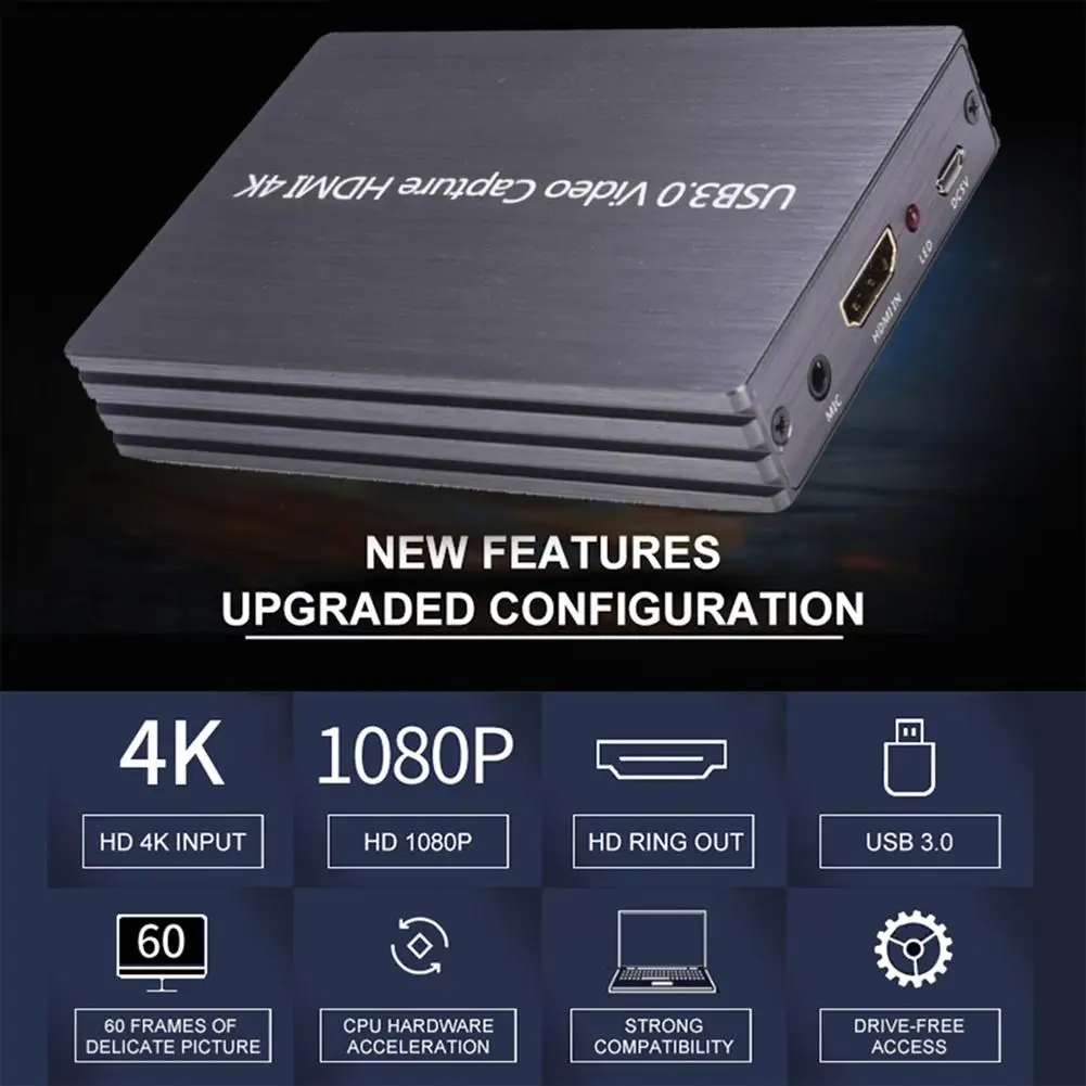 Карта захвата 4K HDMI для игр USB 3 0 1080P надежная портативная карта потокового