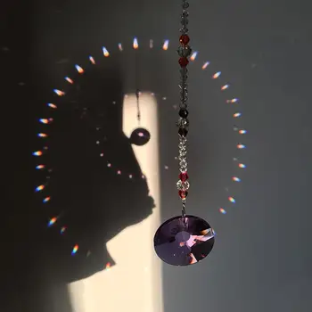 

Suncatcher Rainbow Maker Window Sun Catcher Crystal Beads Feng Shui 40mm Round Sunflower(Purple)