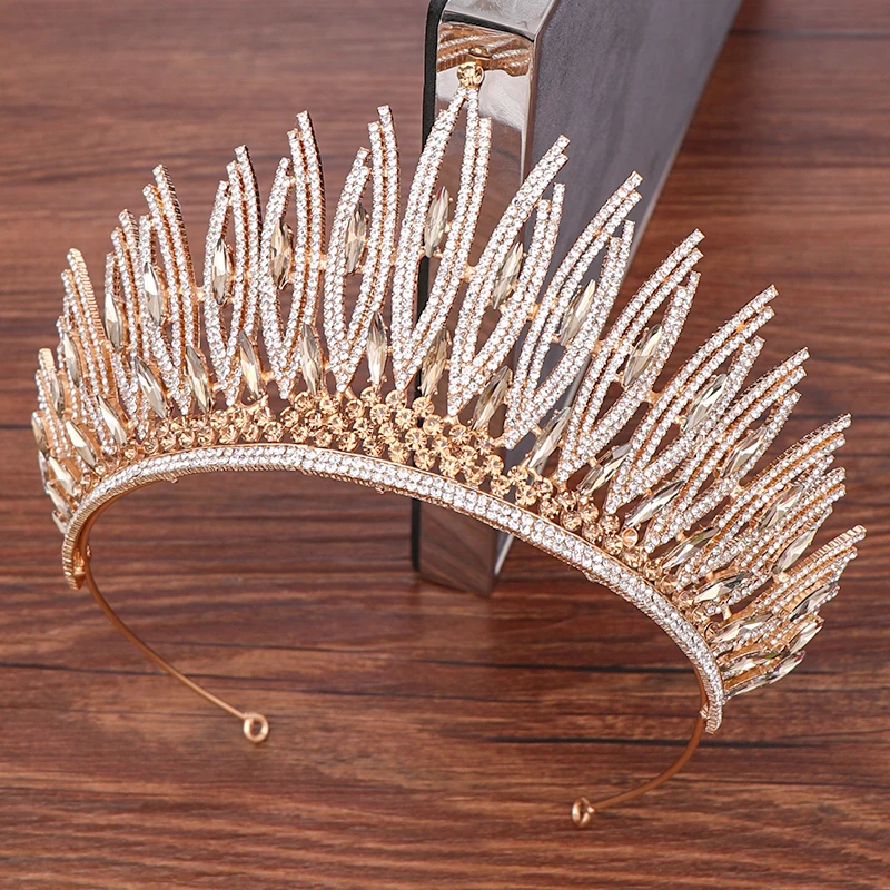 Luxurious Rhinestone Tiara Crown Queen Diadem Wedding Bride Hair Accessories Crystal Tiara Crowns Wedding Head Jewelry Headpiece