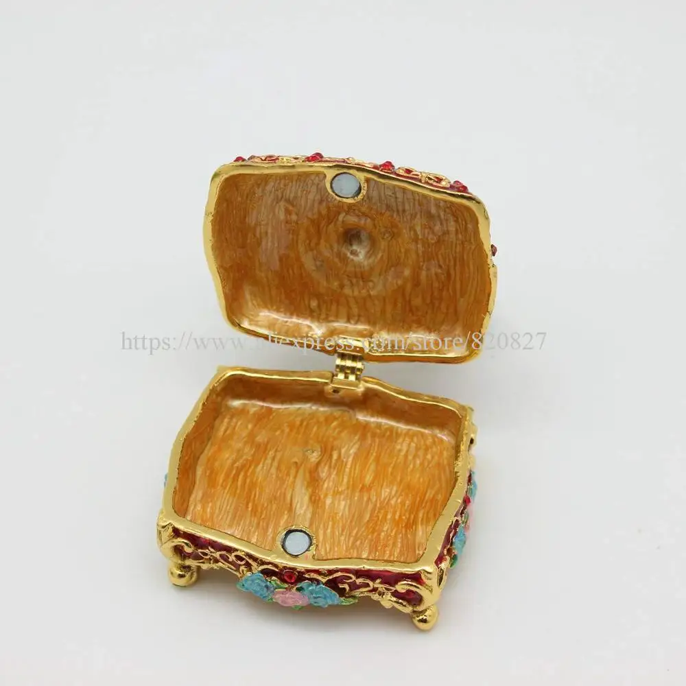 Винтажная ручная роспись Love Birds Faberge яйцо Горный Хрусталь Шкатулка для бижутерии двойные ювелирные изделия с изображениями птиц коробка