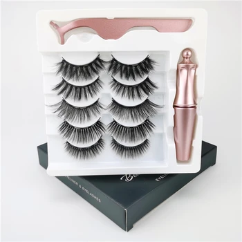 

Magnetic Liquid Eyeliner Set 5 Pairs Eyelashes Thick Makeup False Eyelashes Makeup Tools Eyelash box