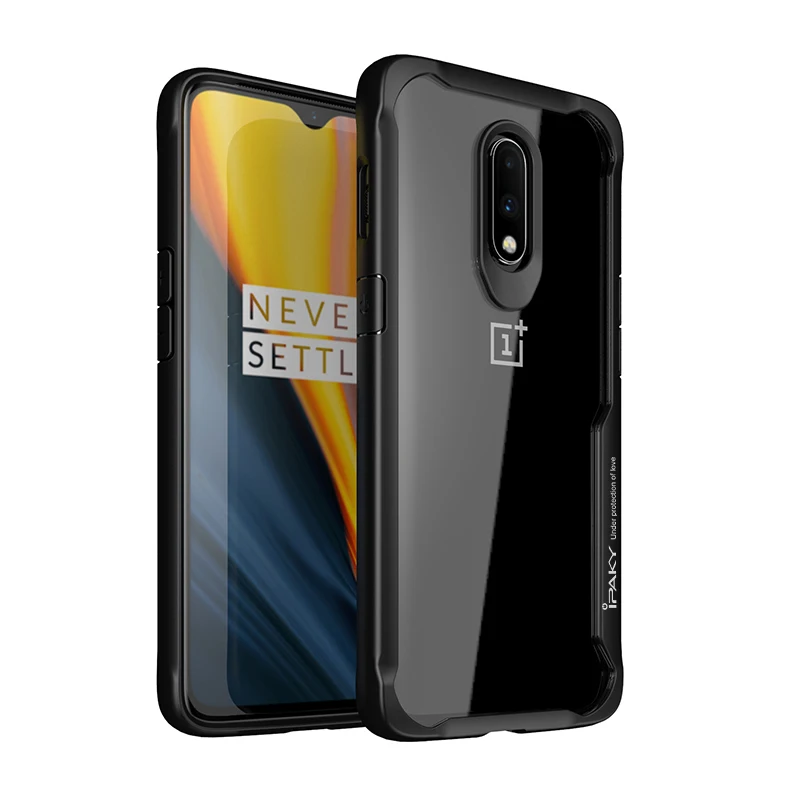 Black Для oneplus 7 Pro Чехол IPAKY для oneplus 7 силиконовый акриловый Гибридный противоударный Прозрачный чехол для oneplus 7 Чехол - Цвет: Black
