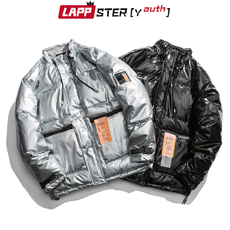 LAPPSTER-Youth Японская уличная одежда, зимняя куртка, пальто с пузырьками,, Мужская ветровка Harajuku, черная, Корейская парка, толстая