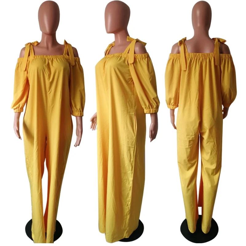 Off Shoulder Wide Leg Palazzo Pants Jumpsuits And Rompers For Women Bib Overalls Loose Backless Pockets Casual Mono Mujer Street