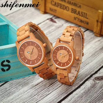 

Shifenmei Couple Watches Pair Men and Women Casual Wooden Quartz Women Men's Watch Top Luxury Brand Couple Clock Reloj Hombre