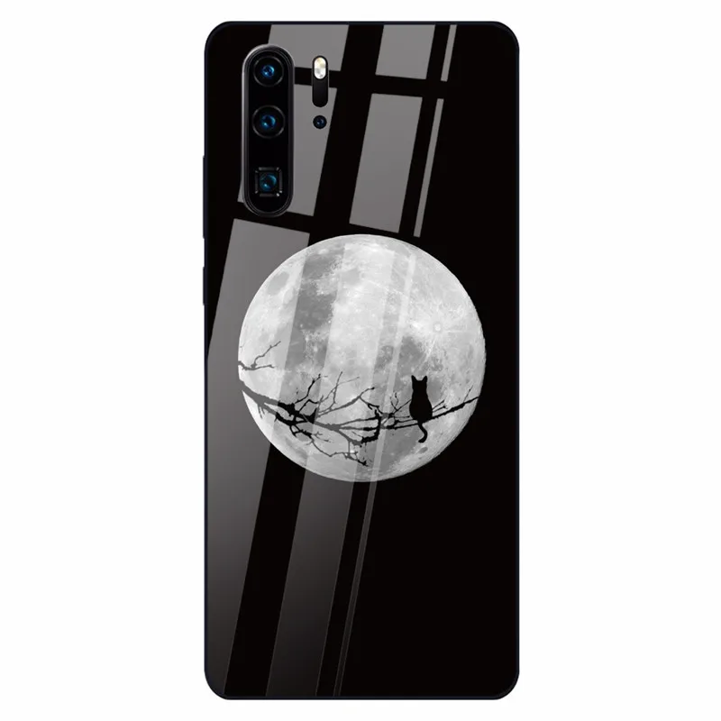 Черный Moon чехол для телефона Huawei Honor 9 10 Lite mate 20 P20 P30 Lite для P Smart Z Nova 3 Honor 8X закаленное стекло Чехлы Fundas