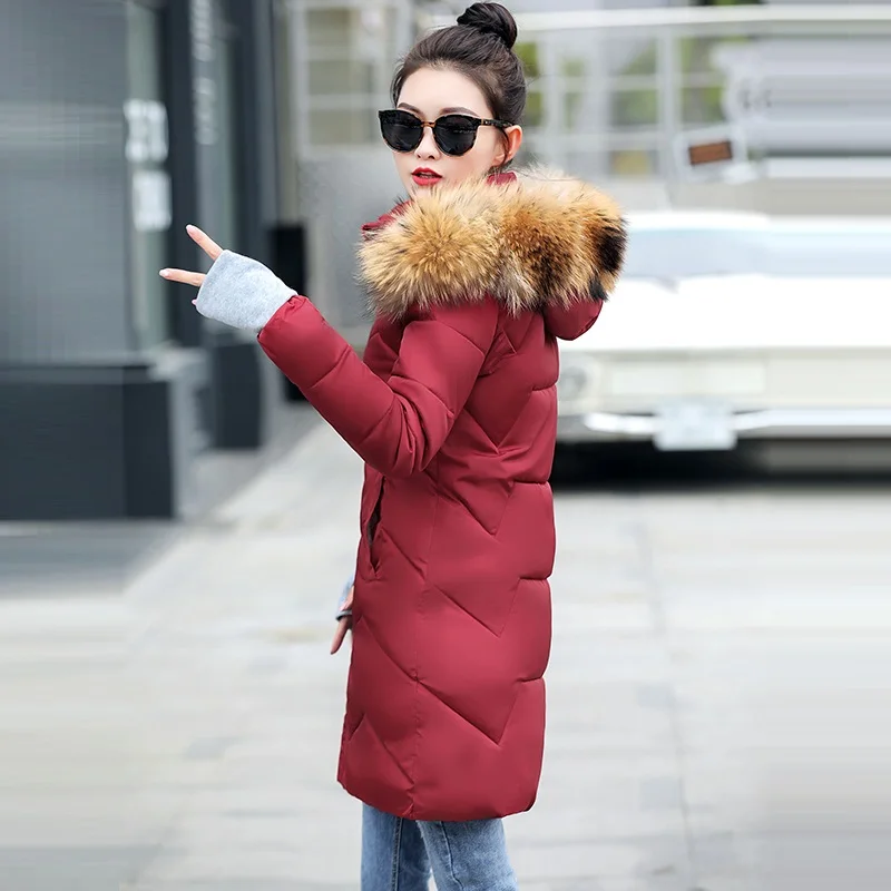 wine red 3 Большие размеры 7XL, зимняя женская куртка и пальто,, парки для женщин, ватные куртки, теплая верхняя одежда с капюшоном, воротник из искусственного меха - Цвет: wine red 3