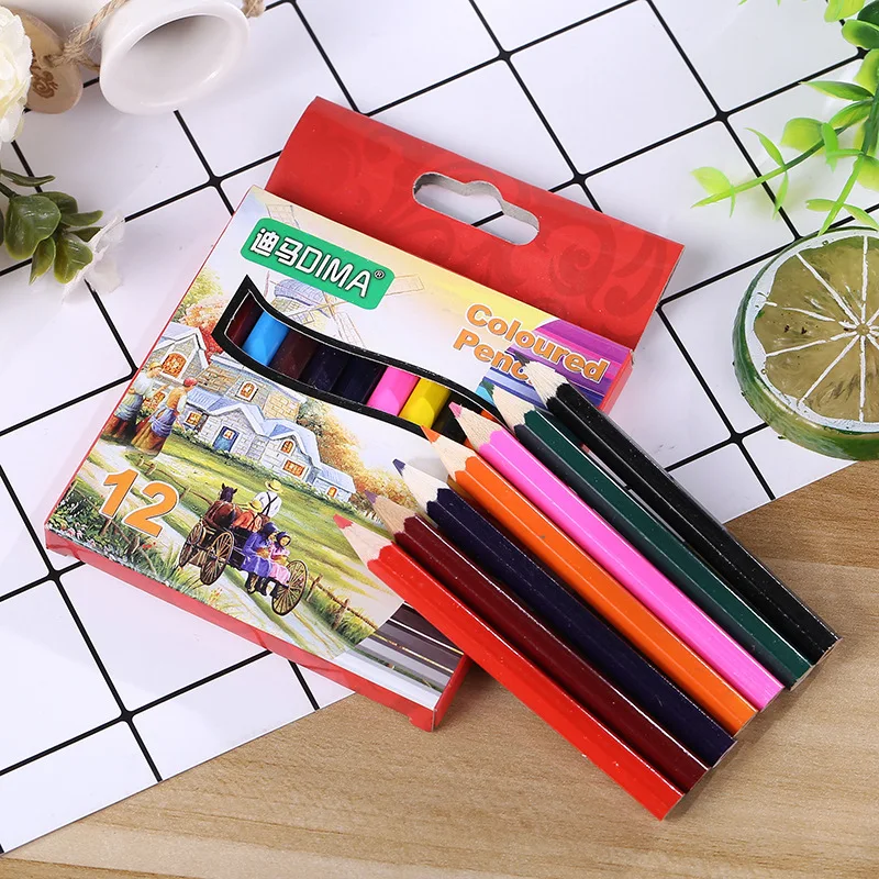

Activity Direct Selling Colored Pencil Set Children Stationery Hexagonal 12-Color Wood Short Color Lead Environmentally Friendly