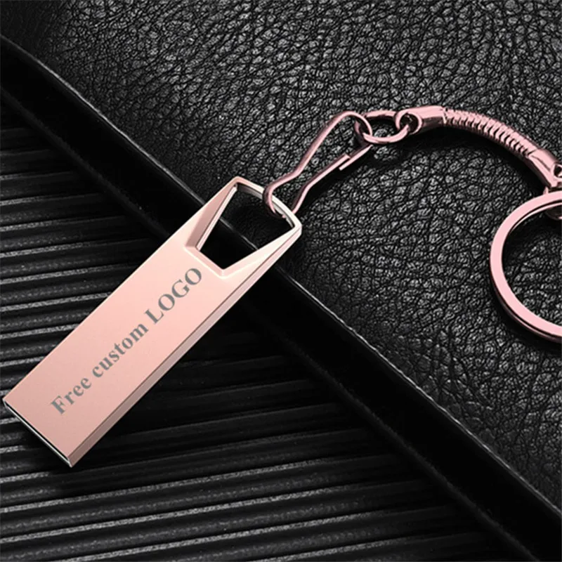Металлический USB флеш-накопитель 64 ГБ, Флешка 32 Гб, флеш-накопитель 16 ГБ, флеш-диск, карта памяти 128 ГБ, Mini Cle Usb 2,0, бесплатный логотип, Подарочный Ключ - Color: pink