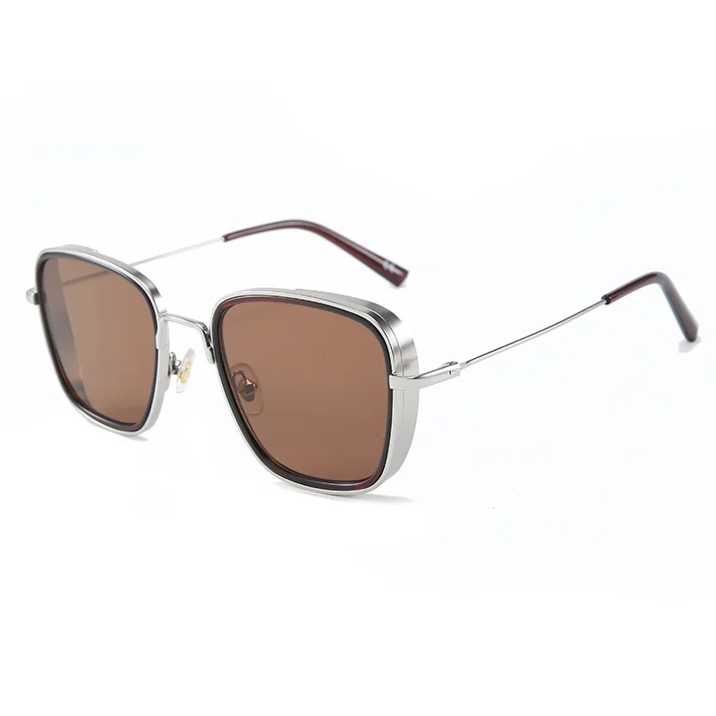 46164 солнцезащитные очки в квадратной оправе в стиле ретро Для мужчин Для женщин модные UV400 - Lenses Color: C4 silver tea