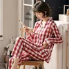 BZEL New Autumn Winter Sleepwear 2 Piece Sets For Women's Cotton Pajamas Turn-down Collar Homewear Large Size Pijama Pyjama XXXL ► Photo 3/6