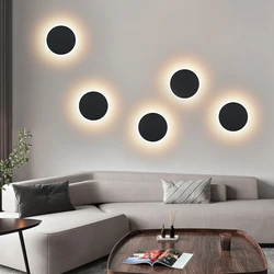 Applique murale noire moderne à LED, éclairage arrière rond pour la maison, Loft, escalier, chevet, AC85 265V, 7W 