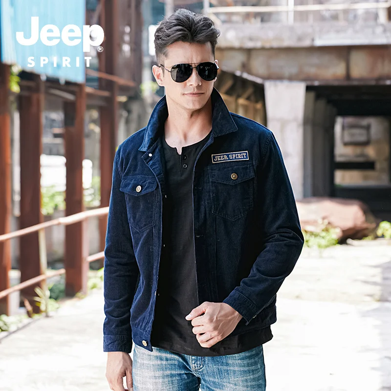 JEEP SPIRIT/Модная осенне-зимняя куртка для мужчин, вельветовое однобортное пальто с отложным воротником, мужской жилет homme