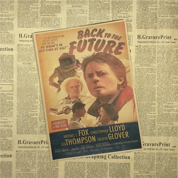 Back to The Future Posters Sci-fi Propaganda Retro Kraft Film Poster Decorative DIY Wall Canvas Sticker Home Bar Art Posters - Цвет: Цвет: желтый