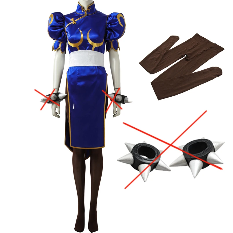 Chun Li косплей костюм карнавальный костюм Хэллоуина боевая игра Chuhn-lee китайский стиль платье на заказ костюм кунгфу чунли - Цвет: no Boots Accessories