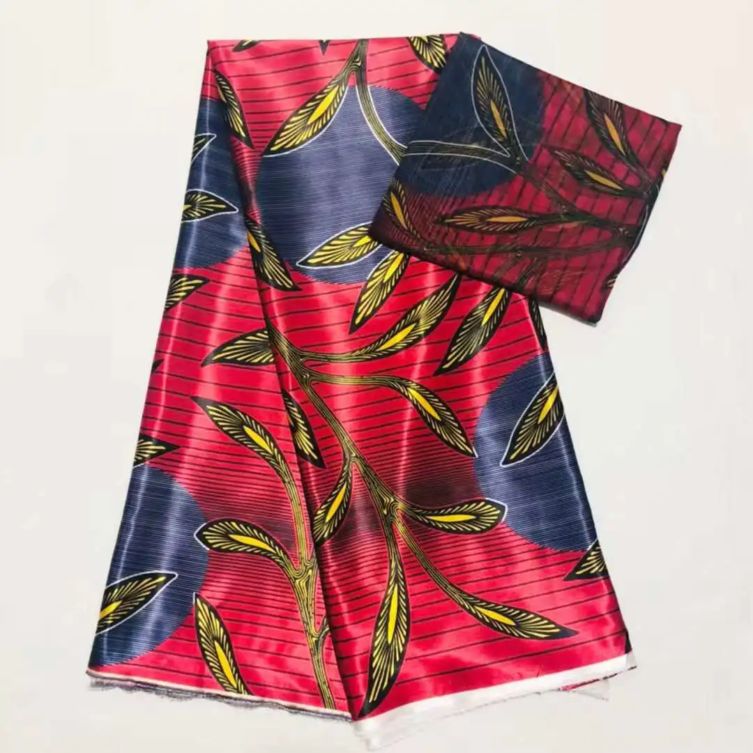 Ghana Kente атласная шёлковая ткань модная африканская шифоновая Печатный воск узор дизайн Экологически чистая шелковая ткань для вечерние платья SM30