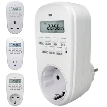 

Digital Timer Switch Energy Saving Adjustable Programmable Setting of Clock/ On/ Off Time EU /US/ UK Plug Kitchen Timer Socket