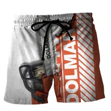Fashionable logging chainsaw 3D printing men's shorts unisex streetwear stretch waist shorts summer beach casual Harajuku shorts