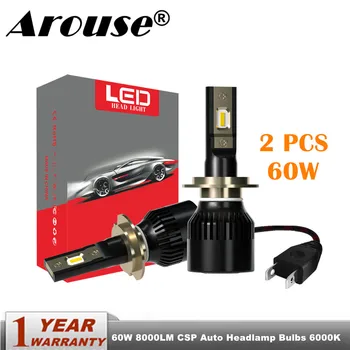 

AROUSE H7 H4 Hi lo Car LED Headlight Bulbs H1 H11 9005 9006 60W 8000LM 6000K CSP Led Auto Headlamp LED Lamp Lighting Bulb 12v24v