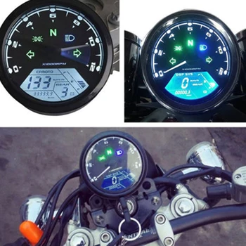 

Speedometer Motorcycle Table LCD Instrument Speed 12000rpmLCD Oil Meter Universal Digital Speedometer Motorcycle 199km/H