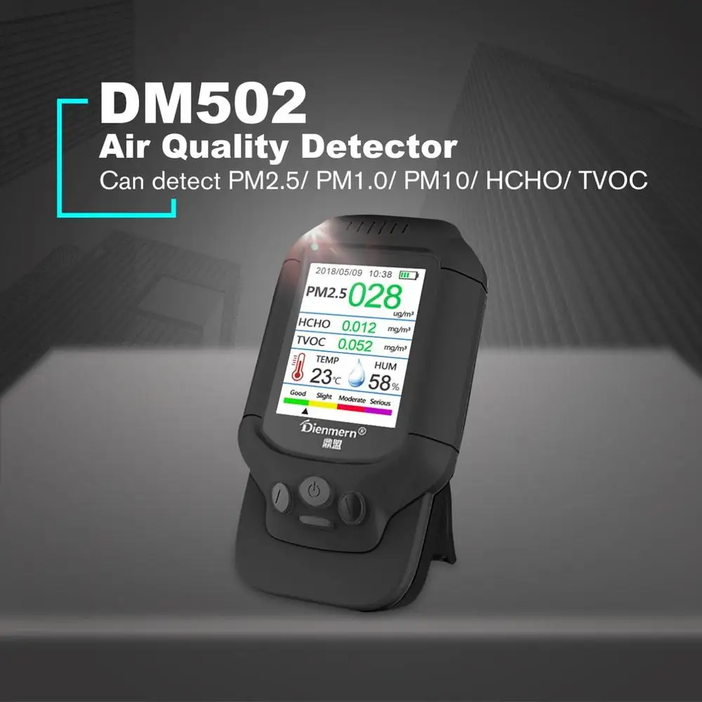 PM2.5/HCHO/TVOC Temperature Humidity Monitor AQI Air Quality Analysis Tester Gas Detector Analyzer Measuring Tool Smog Meter