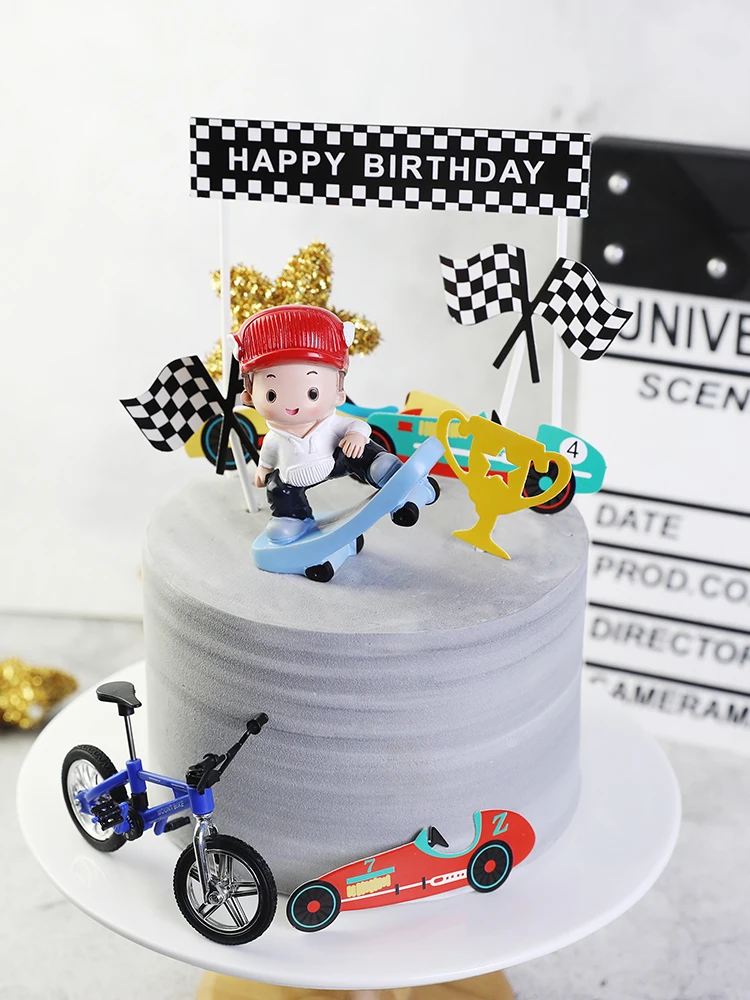 Decoration De Gateau D Anniversaire Pour Enfant Pour Skateboard Scooter Velo Decoration De Gateau Decor De Fete Pour Garcon Patisserie Jolis Cadeaux Aliexpress Maison Animalerie