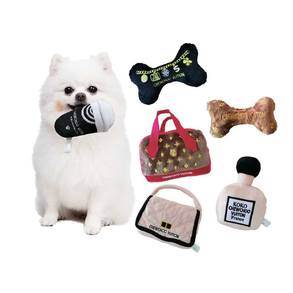 Funny Stuffed Plush Pet Toys For Training Luxury Dog Toys Chewy Vuitton DOG  CHEW TOY Dog Fashion Squeak Toy Unique Squeaky Plush