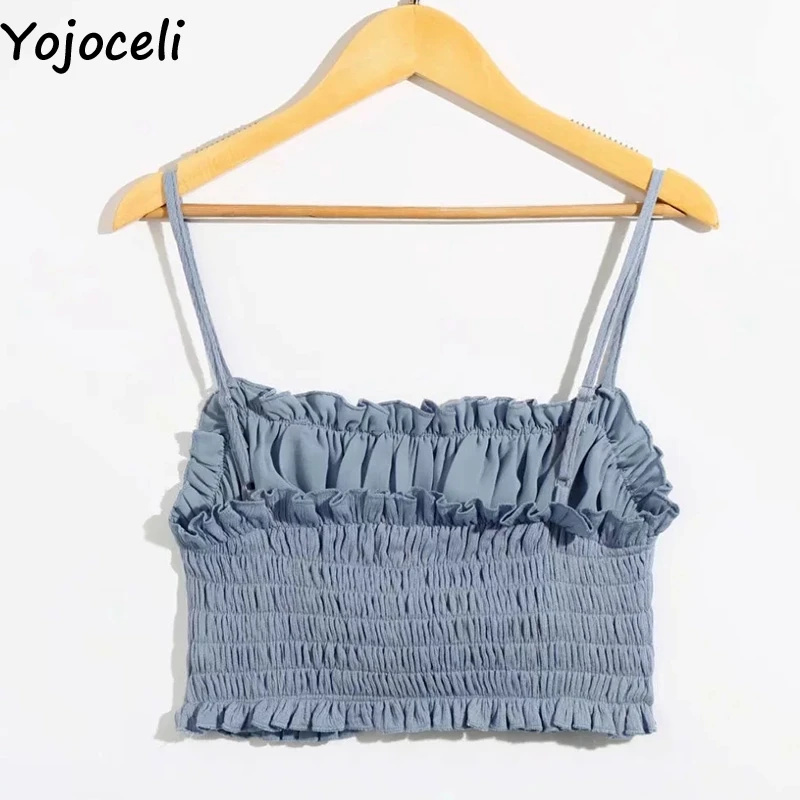 Yojoceli, сексуальные, с рюшами, Короткие Топики, женские, летние, элегантные, крутые, топы, женские, хлопок, ремень, белый топ на бретелях