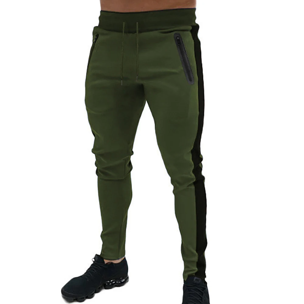 

Cofekate Mens Color Patchwork Sweatpants Male Slim Fit Joggers Pants Casual Lace Up Long Trousers Striped Patchwork Mens Pants