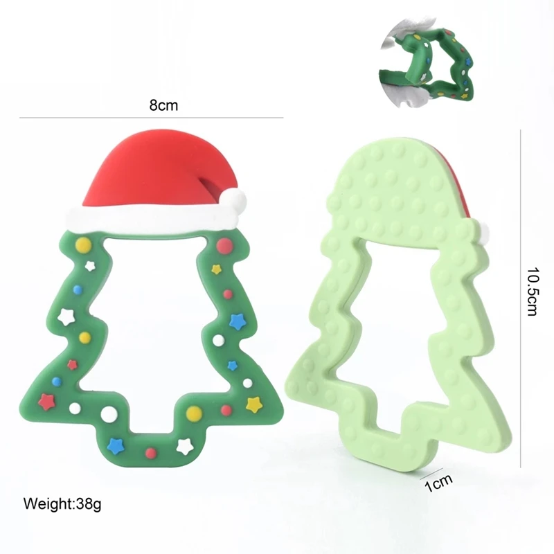 Baby Silicone Teether Christmas Tree Sika Deer Baby Fidget Toys Snowflake Pacifier Chain Food Grade Silicone Teething Toys