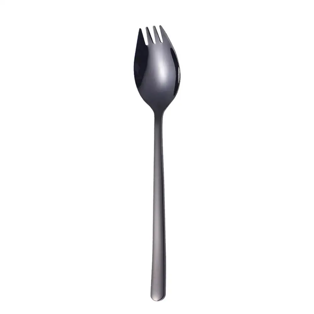 Black Горячая 2 в 1 Многофункциональный Spork Ложка Вилка лапша фруктовый салат кухня ресторан инструмент - Color: Black