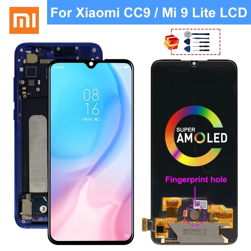 ЖК-дисплей 6 39 дюйма AMOLED для Xiaomi Mi 9 Lite MI CC9 сенсорный экран с дигитайзером сменные