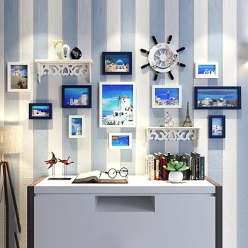 

Mediterranean Decor Photo Frame Wall Living Room Bedroom Wood Picture Frame Hanging Romantic Retro Background Wall Painting Q