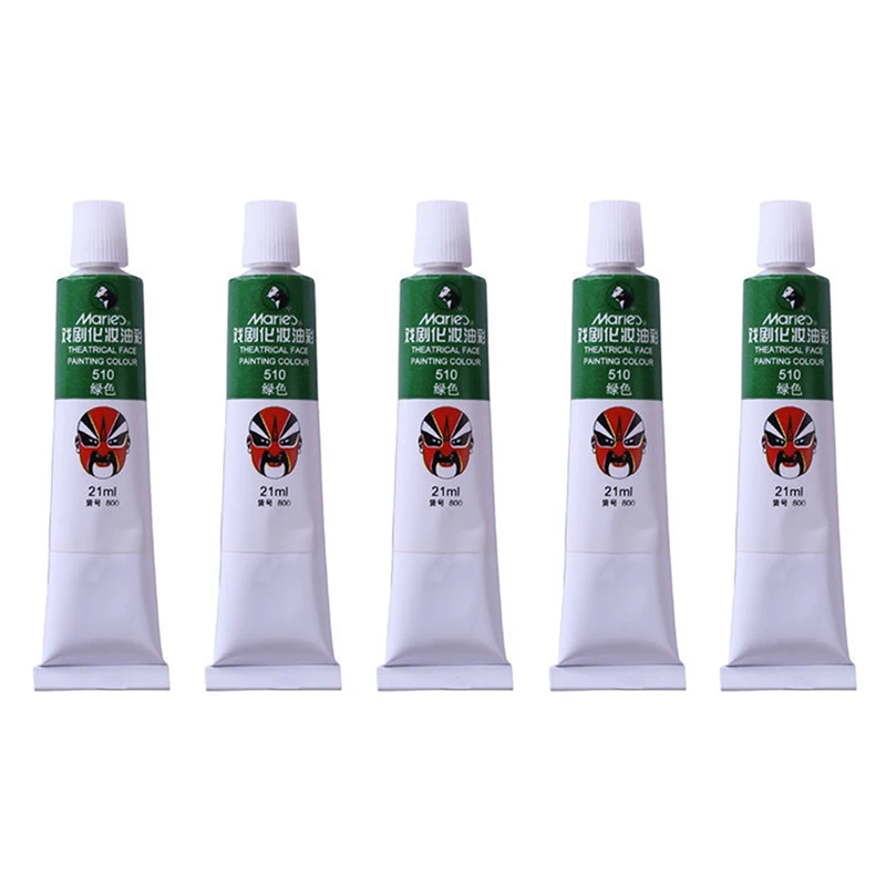 Green-510-5pcs Театральная маска Marie's для лица, масляная живопись, цветной пигмент, 10 цветов, 21 мл, драматическая маска для тела, вечерние/маскарадные картины, макияж, 800 - Цвет: Green-510-5pcs