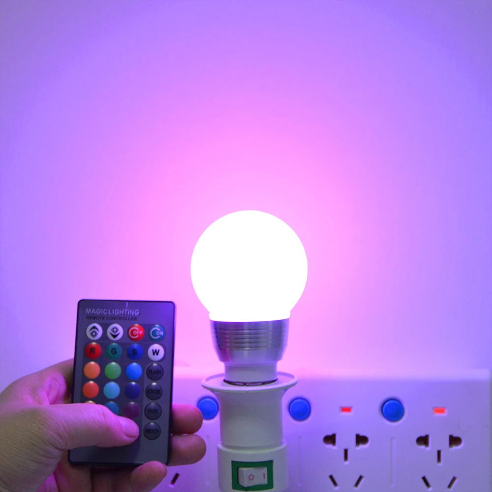 1 шт. Цвет меняющийся прожектор светодиодный RGB лампы E14 E27 дистанционного