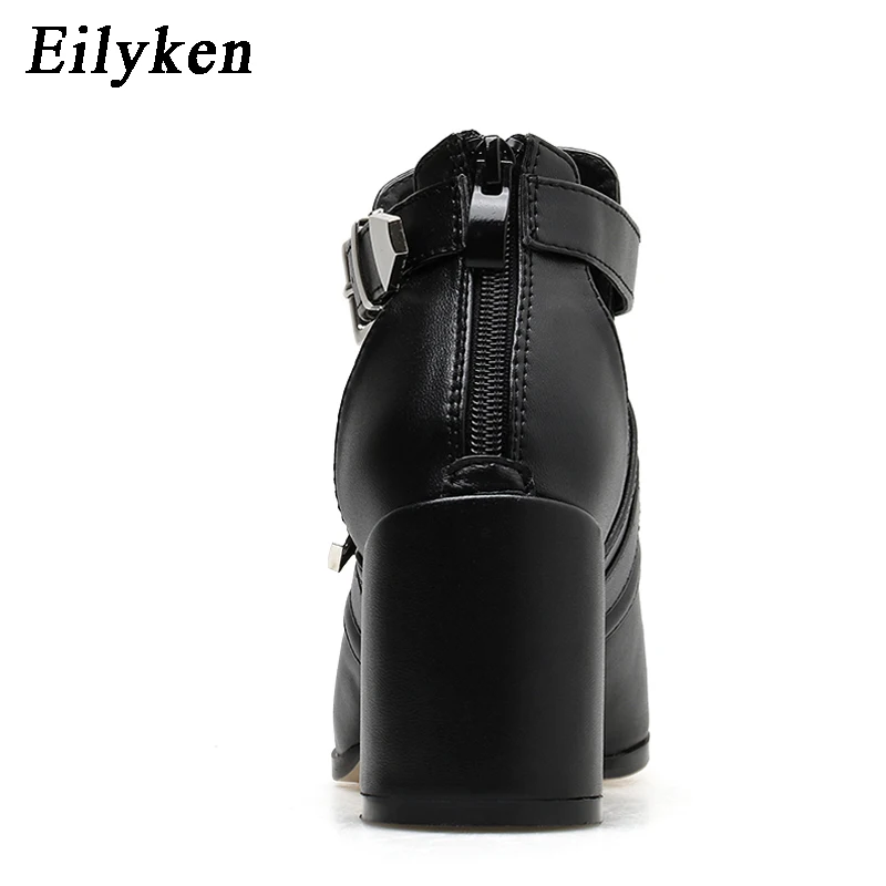 EilyKen/Новинка года; осенние ботинки; ботильоны с вырезами; женская обувь с острым носком на среднем квадратном каблуке; женские ботинки с пряжкой; сандалии