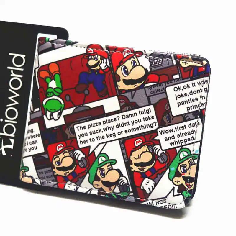 Мультяшный кошелек Super Mario Bros, кошелек на молнии, чехол для кредитных карт, Мультяшные Короткие Кошельки