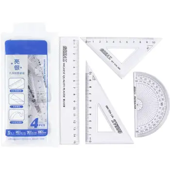 

4pcs/set Rulers Set for Student Ruler Straight Ruler Triangle Ruler Angle PVC Ruler Student Special Stationery Supplies