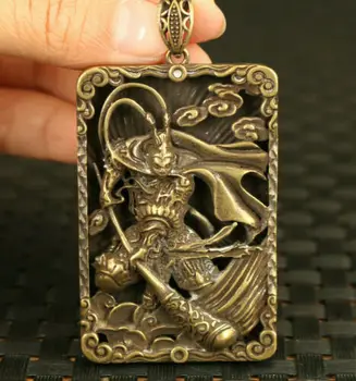 

Asian old copper hand carving Sun Wukong Statue pendant necklace decoration
