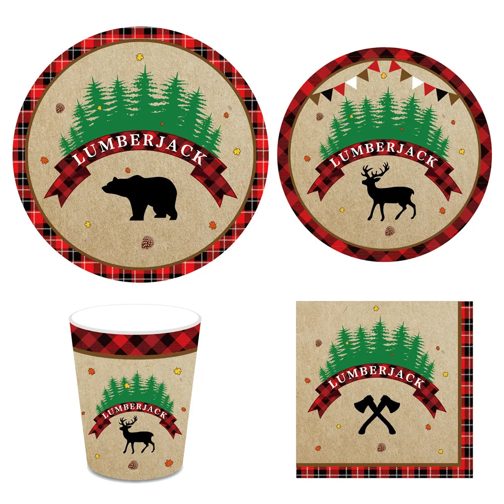 Omilut-Lumberjack-Birthday-Party-Disposable-Tableware-Set-Lumberjack-Bear-Disposable-Plates-Cups-Napkins-Lumberjack-Supplies (5)